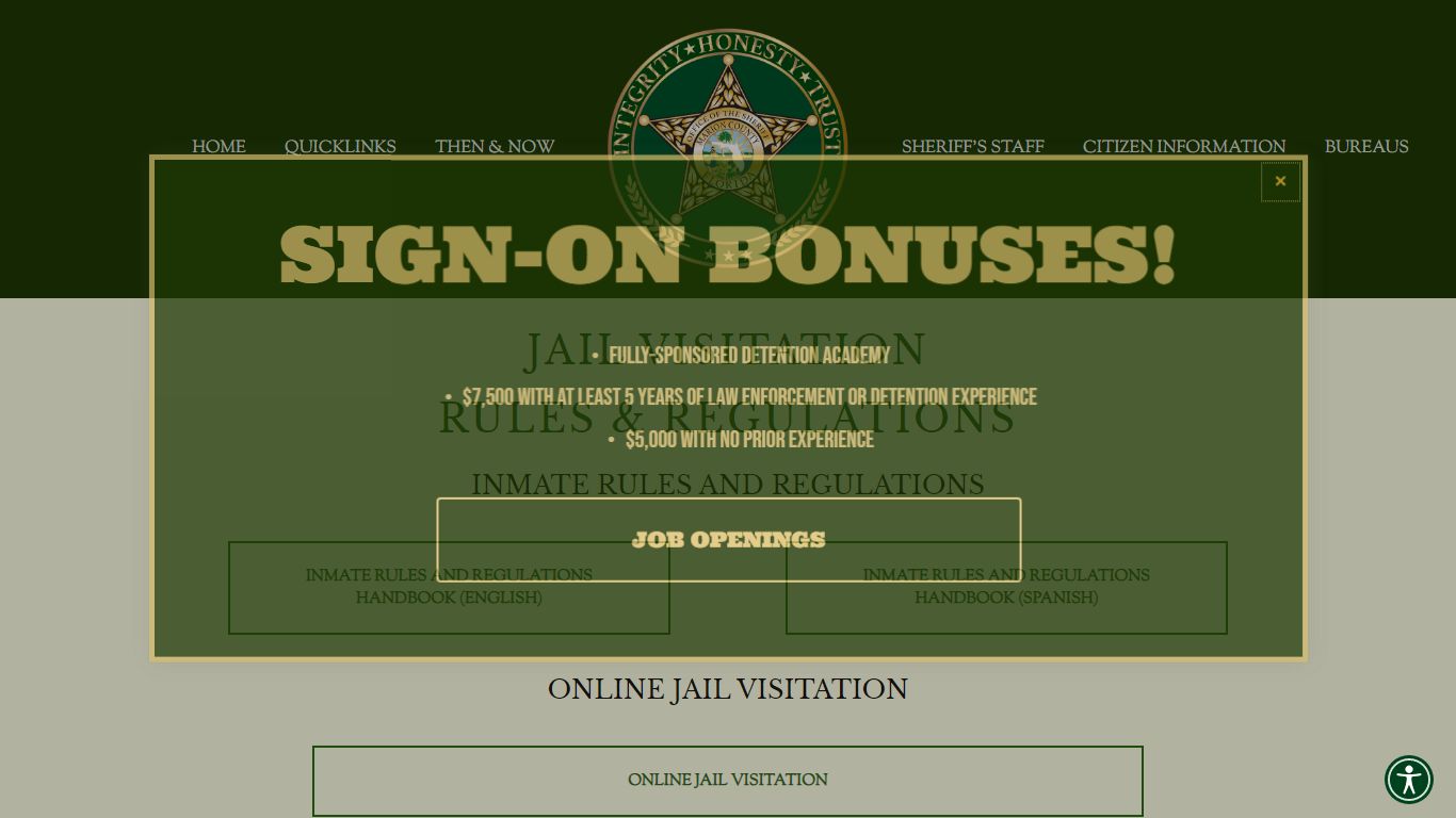 JAIL RULES AND VISITATION — Marion County Sheriff's Office